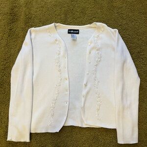 White Embroidered Women's Cardigan
